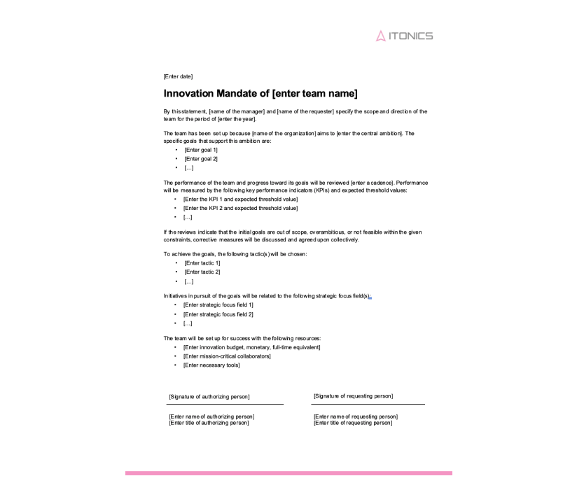 Innovation Mandate Template