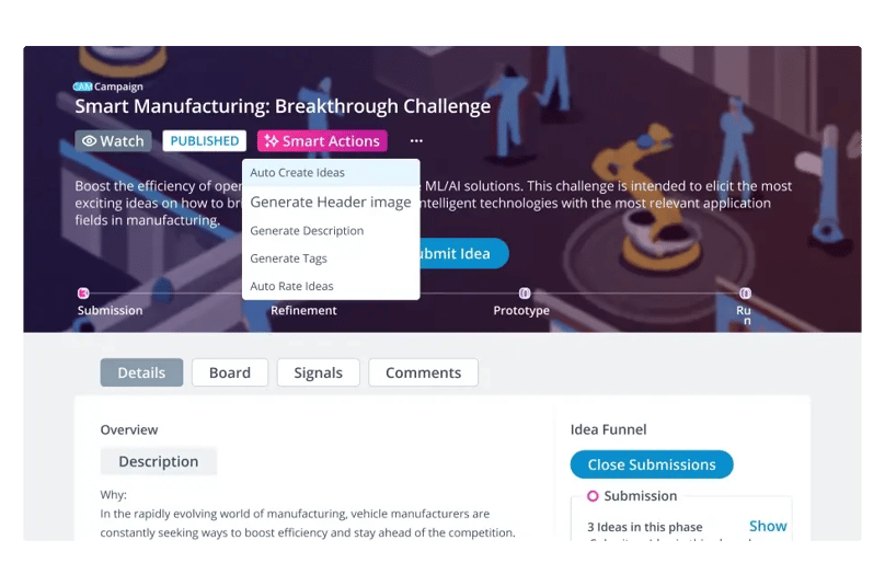 ITONICS AI-Tool zur automatischen Ideengenerierung