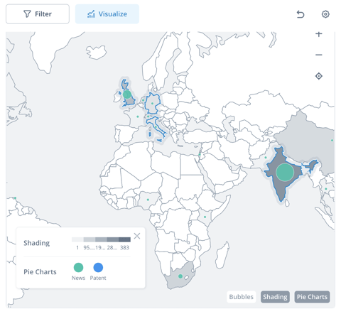 World Map Visualisierung in ITONICS Insights