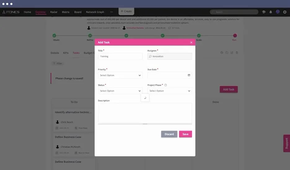 ITONICS Portfolio Projektansicht