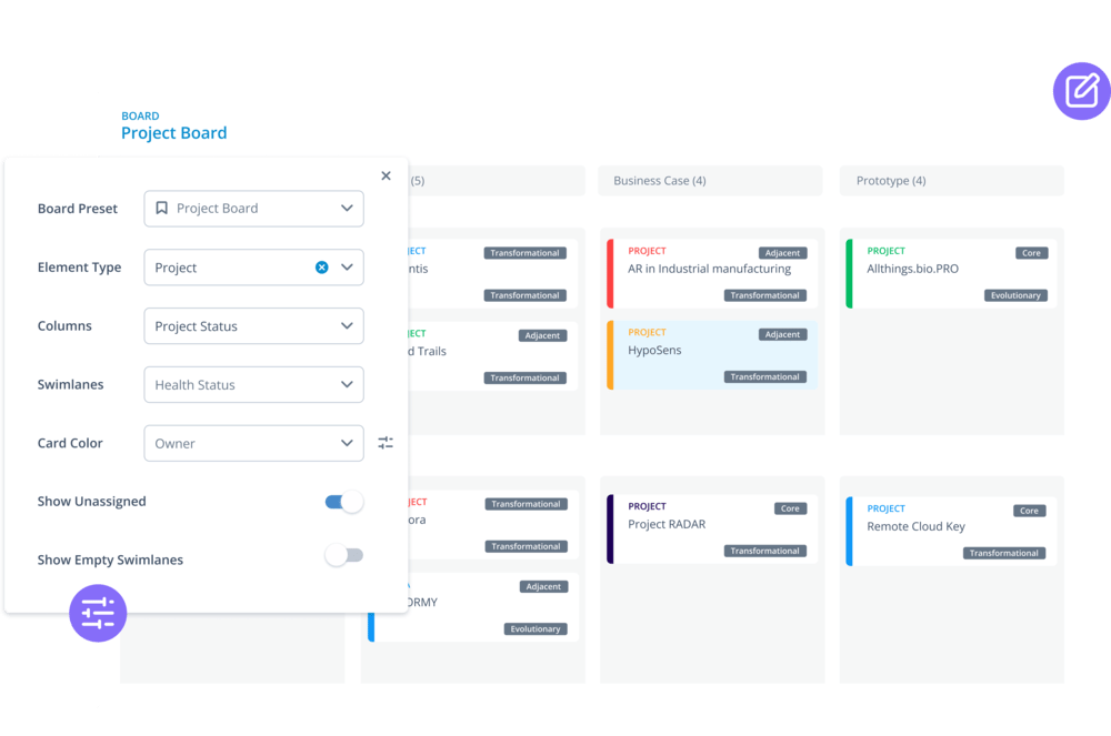 Projekt-Kanban Board - ITONICS