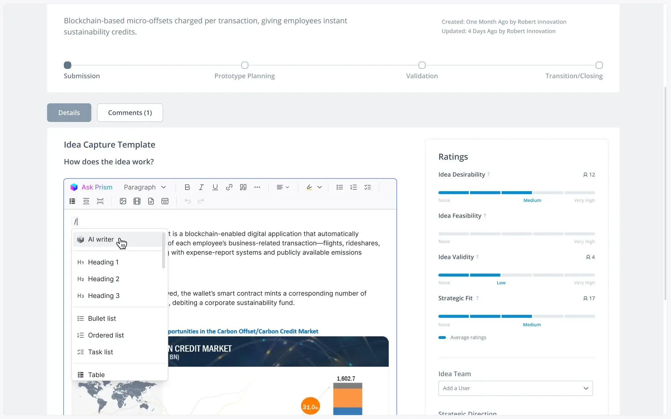 Idea Capture Template and Ratings