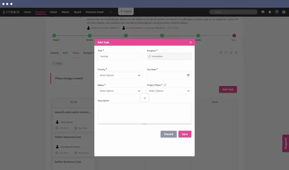 ITONICS Portfolio Projektansicht