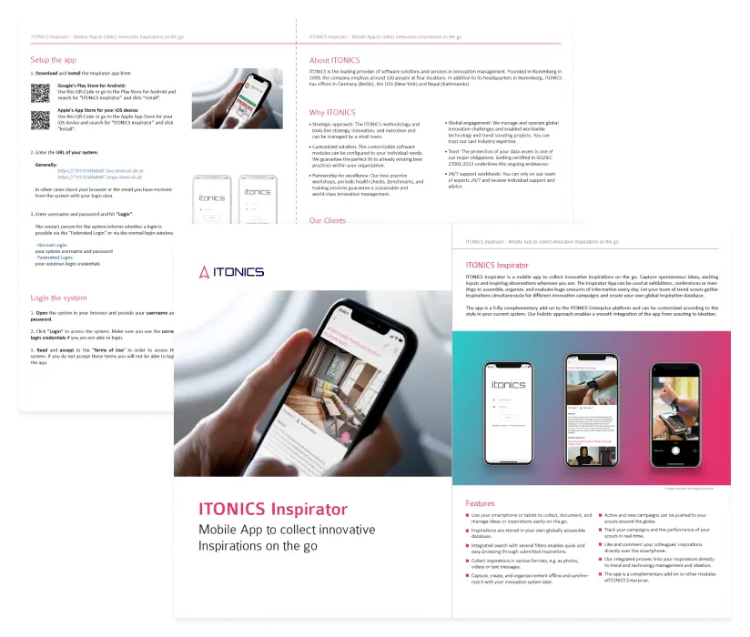 Produkt Flyer: ITONICS Inspirator App - Kostenloser Download