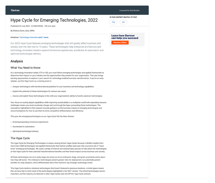 Gartner Hype Cycle for Emerging Technologies 2022 - Download