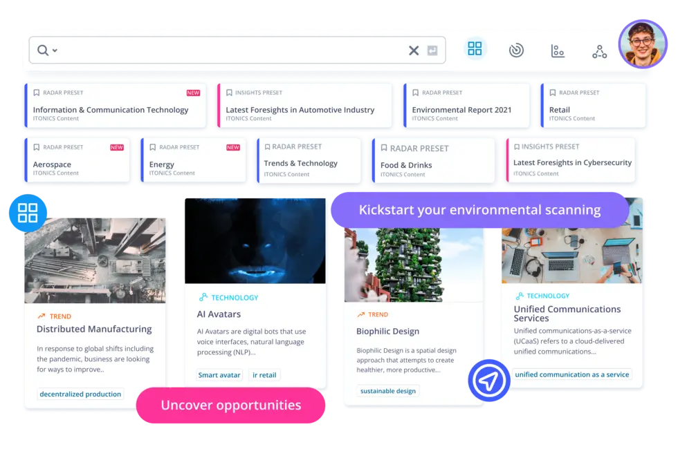 Branchenfilter für Trends und Technologien