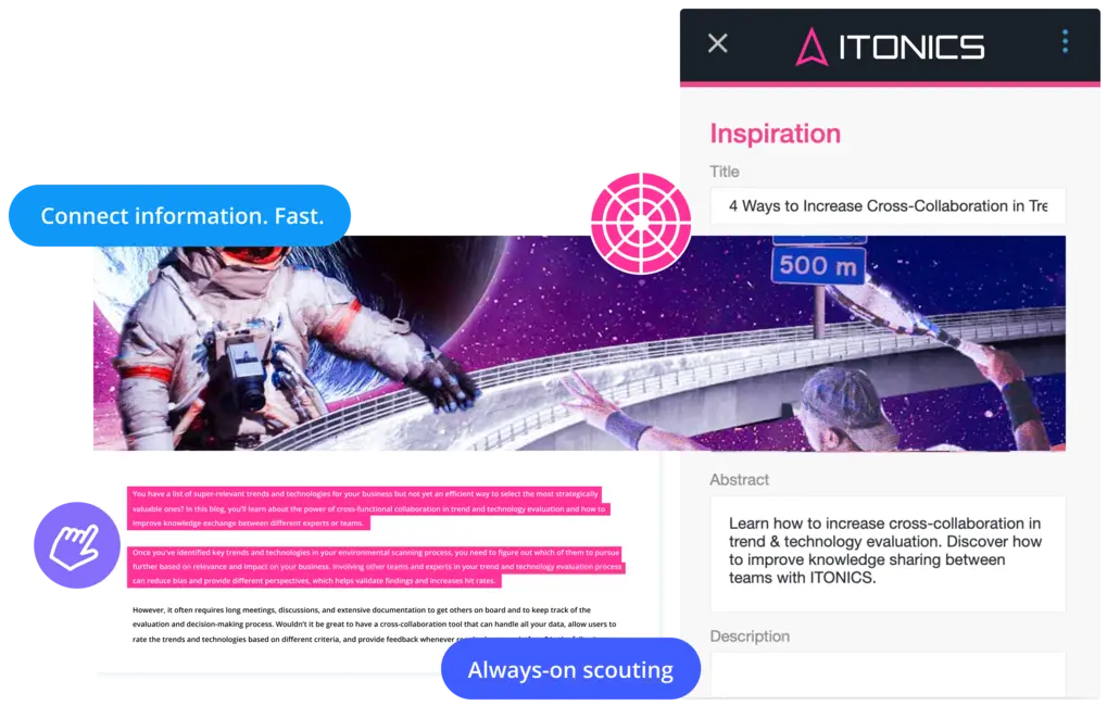 ITONICS Web Clipper um Inspirationen aus dem Web zu erfassen